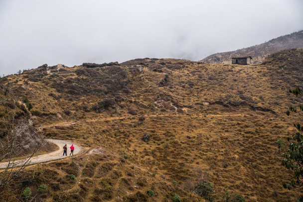 Bir yol dağ yolu üzerinde yürüyen insanlar - Fotoğraf, Görsel