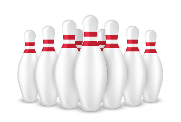 3D Realistic Bowling Pin Sport Isolated on White Background Illustration - Vector, imagen