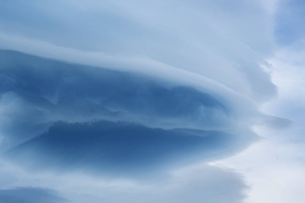 Altocumulus Lenticularis, cloud from unusal style on sky, close up.  - Фото, изображение
