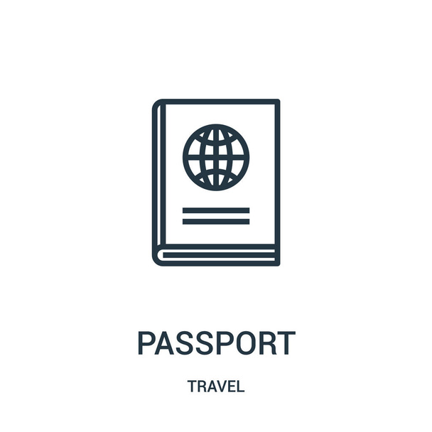 Passport Ikona vektor z kolekce cestování. Tenká čára pasu osnovy ikonu vektorové ilustrace. Lineární symbol pro použití na web a mobilní aplikace, logo, tisková média. - Vektor, obrázek
