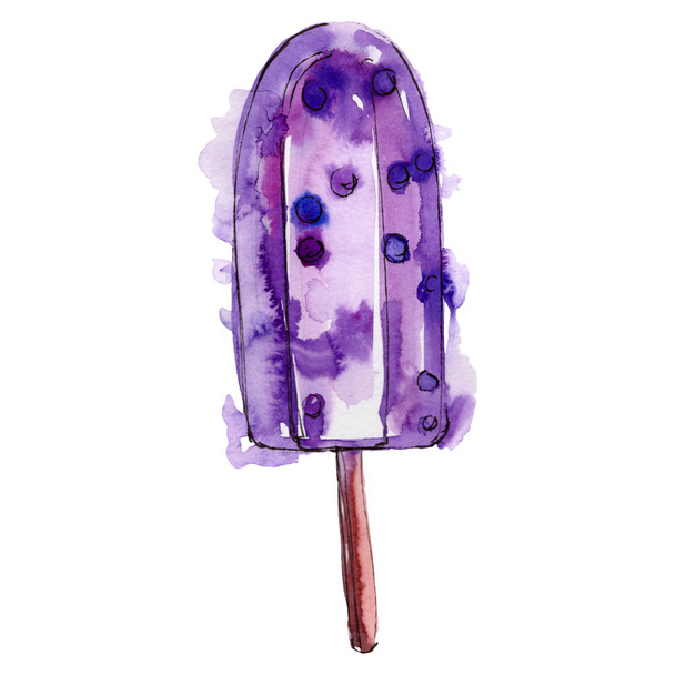 Smakelijke vruchten ijs pop in een aquarel stijl geïsoleerd. Aquarelle zoete dessert. Achtergrond afbeelding instellen - Foto, afbeelding