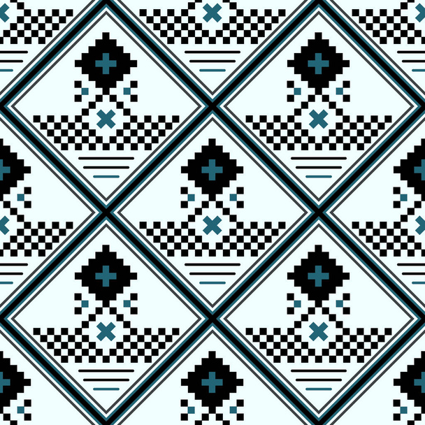 seamless part of embroidered good like handmade cross-stitch ethnic seamless pattern black, white and red. eps10 - Vector, Image