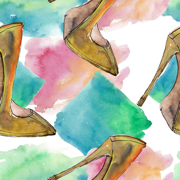 Fashionable sketch glamour illustration in a watercolor style isolated element. Seamless background pattern. - Photo, Image