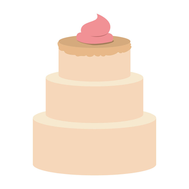 hand drawing color three-story cake with pink buttercream decorative - Vector, Image