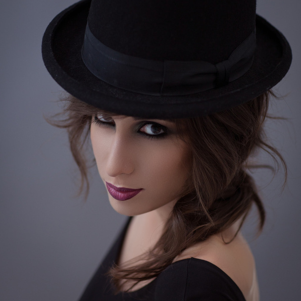 Woman With a Top Hat - Фото, изображение
