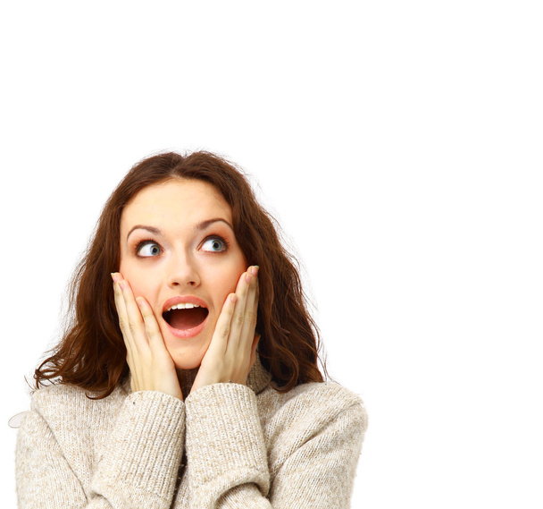 A happy young woman surprised - Foto, Imagen