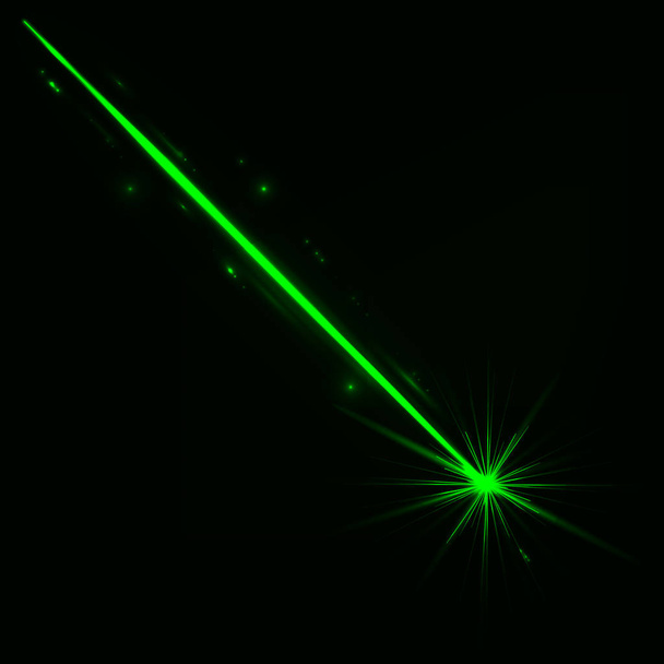 Streszczenie wiązki czerwonego lasera. Odizolowany na przezroczystym czarnym tle. Ilustracja wektora, - Wektor, obraz