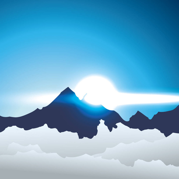 montaña alpina con nubes
 - Vector, Imagen