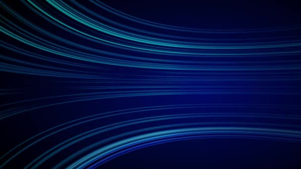 Blauwe kleurrijke abstracte achtergrond met animatie verplaatsen van lijnen voor fiber optic-netwerk. Magische flikkerende gloeiende vliegende lijnen. Animatie van naadloze loops. Heldere dikke strepen vliegen. - Video