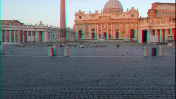 Glitch effect. St. Peter Square, at sunrise. Vatican, Rome, Italy. Video. UltraHD (4K) - Footage, Video