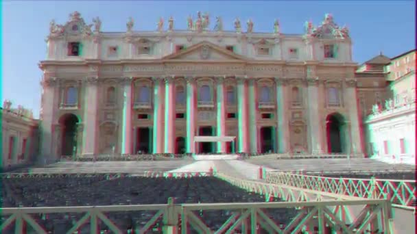 Glitch effect. St. Peter's Basilica. Vatican City, Rome, Italy. Video - Footage, Video