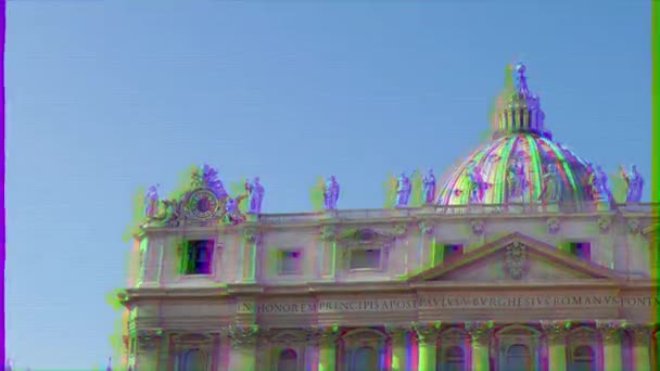 Efekt glitch. Bazyliki Świętego Piotra. Vatican City, Rzym, Włochy. Wideo. UltraHD (4K) - Materiał filmowy, wideo