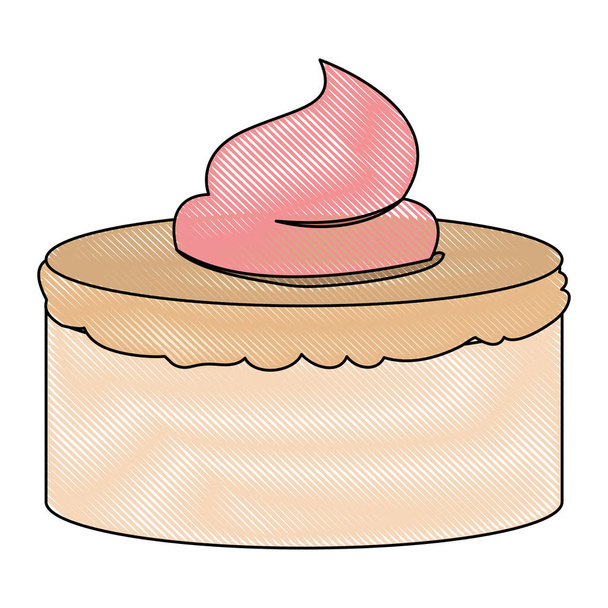 silhouette crayon de dessin à la main gâteau de couleur avec rose buttercream décoratif
 - Vecteur, image