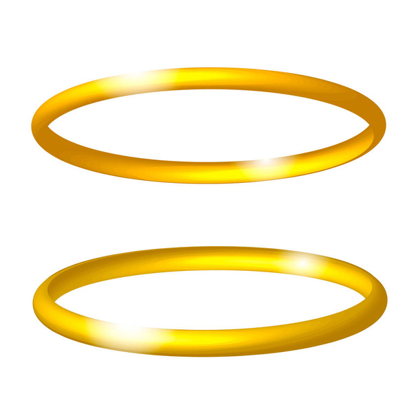 Gouden realistische engel ring. Vectorillustratie. - Vector, afbeelding