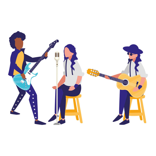 singer and musicians band characters - Vector, Image