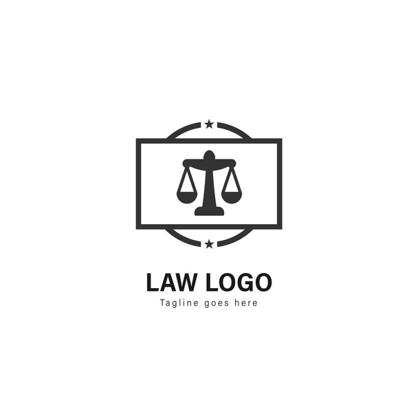 Law logo template design. Law logo with modern frame vector design - Vector, Image