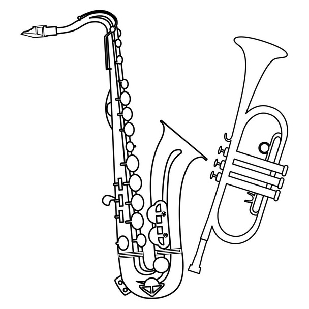 Saksofoni ja trumpettisoittimet
 - Vektori, kuva