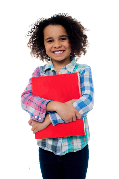 Smiling schoolgirl holding a book - Foto, Imagen