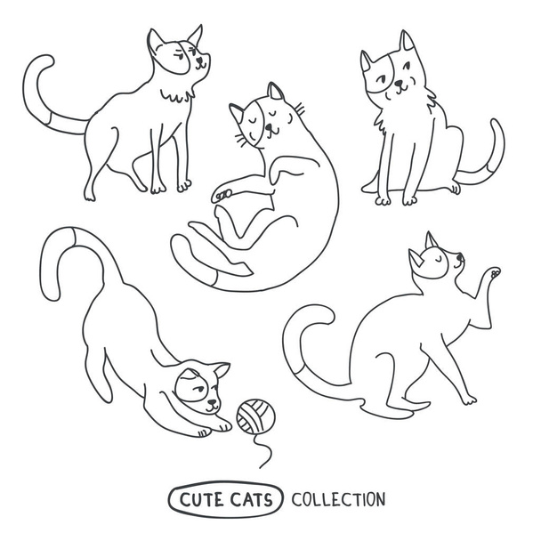 Sevimli komik kediler set vektör - Vektör, Görsel