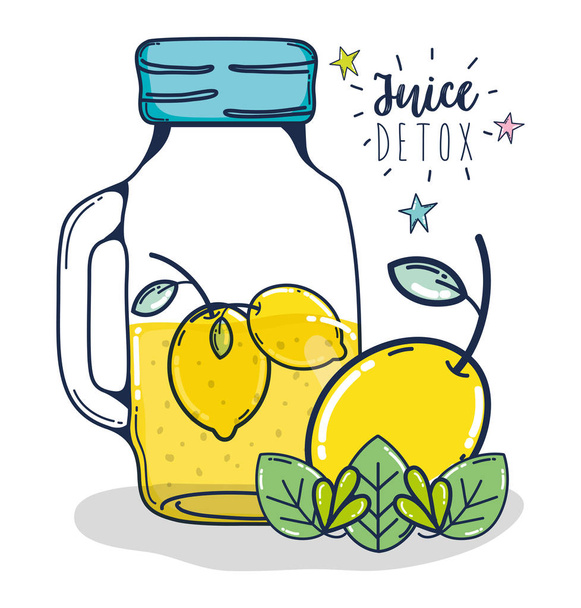 Ovocné šťávy detox limonáda v mason jar vektorové ilustrace grafický design - Vektor, obrázek