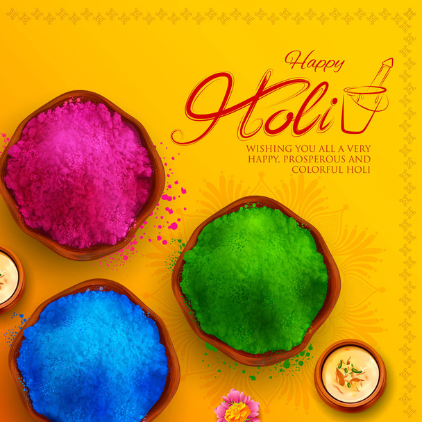színes Happy Holi háttér szín fesztivál India ünnepi üdvözletek - Vektor, kép