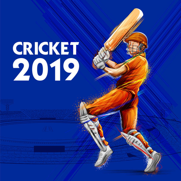 Pálkař hrát kriket mistrovství sportovní 2019 - Vektor, obrázek
