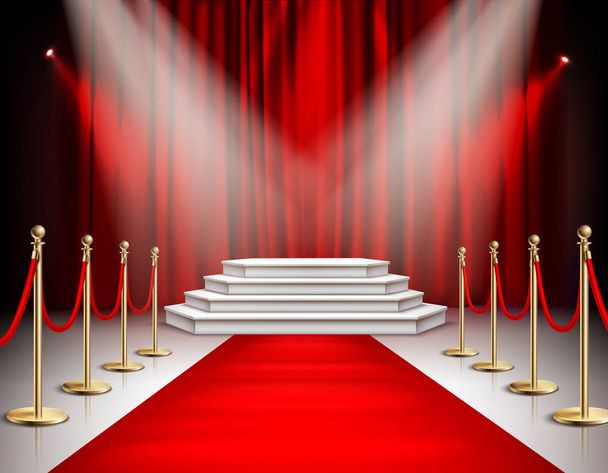Red Carpet gordijn realistisch beeld  - Vector, afbeelding