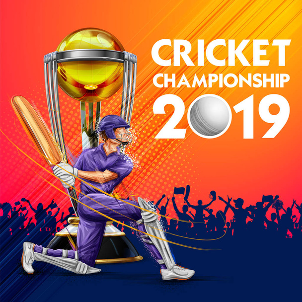 batsman playing game of cricket championship sports 2019 - Vector, Image