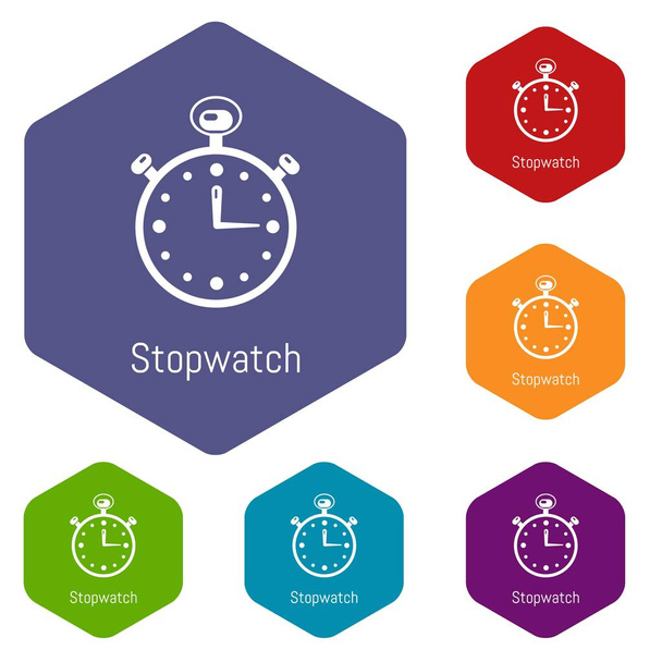 Stopwatch icons vector hexahedron - Διάνυσμα, εικόνα