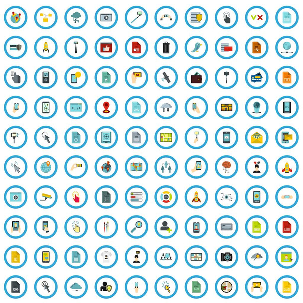 100 наборов иконок мобильных приложений, плоский стиль
 - Вектор,изображение