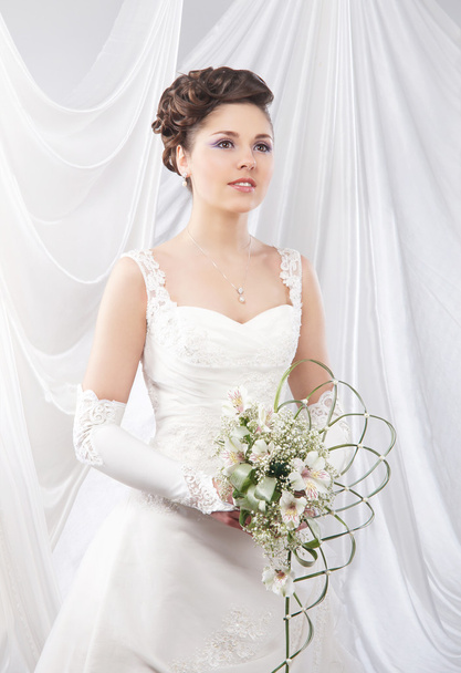 Young, beautiful and emotional bride - Fotoğraf, Görsel