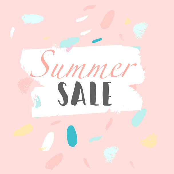 Summer social media banner hand drawn brush painting confetti background - Vector, Image