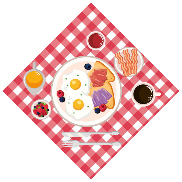 delicioso desayuno sabroso picnic concepto de dibujos animados vector ilustración diseño gráfico
 - Vector, imagen
