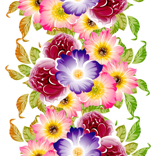 vector illustration of bright flowers pattern background - Вектор,изображение
