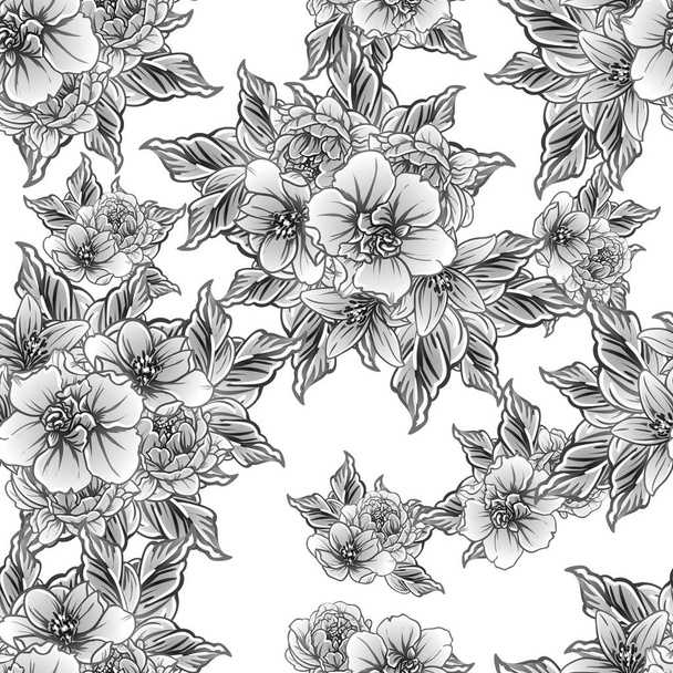 vector illustration of vintage flowers pattern background - Вектор,изображение