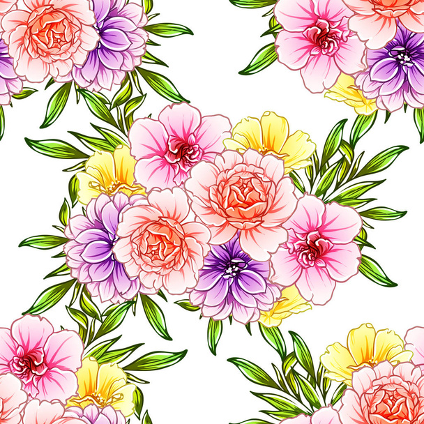 vector illustration of bright flowers pattern background - Διάνυσμα, εικόνα