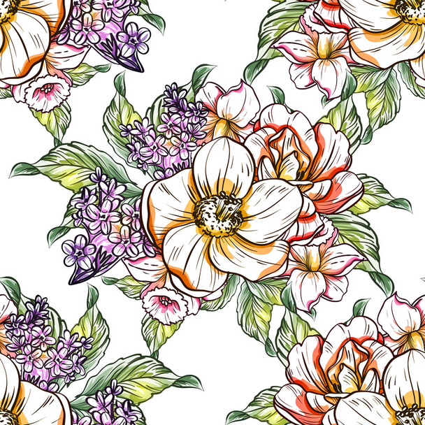 vector illustration of bright flowers pattern background - Вектор, зображення