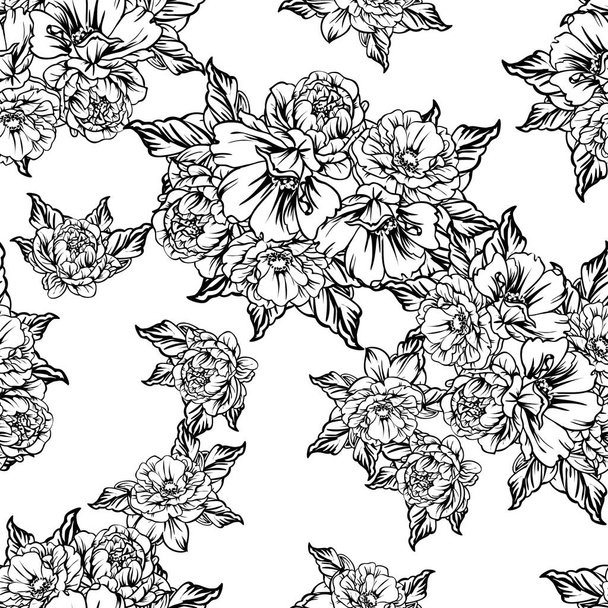 vector illustration of vintage flowers pattern background - Vector, Imagen
