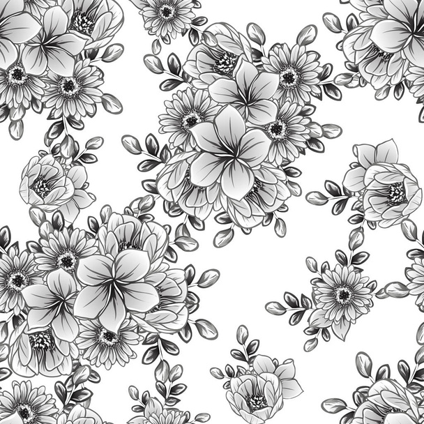 ilustracja wektorowa vintage kwiaty wzór tła - Wektor, obraz
