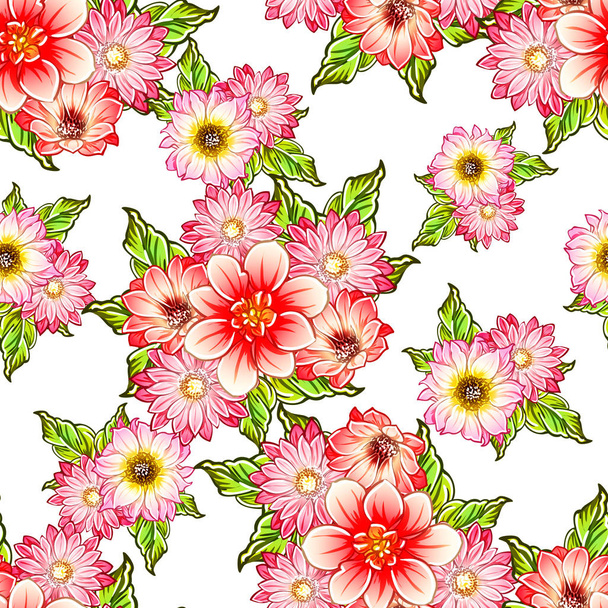 vector illustration of bright flowers pattern background - ベクター画像