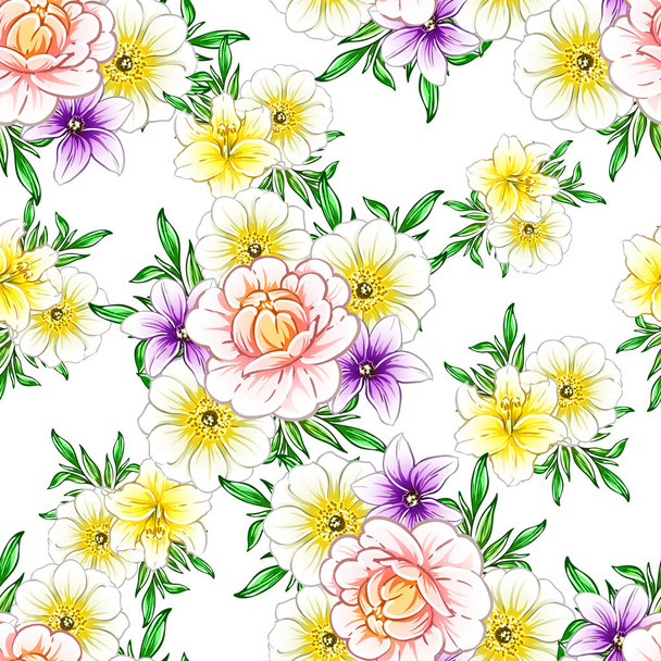 vector illustration of bright flowers pattern background - Vektor, Bild