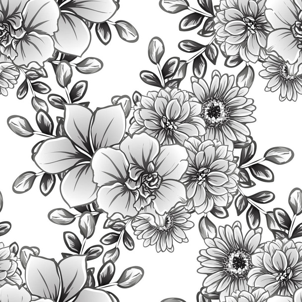 vector illustration of vintage flowers pattern background - Vektor, Bild