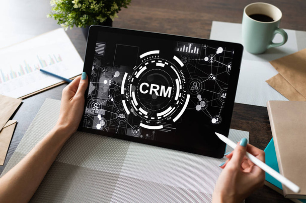 CRM - customer relationship management system concept on screen. - Fotoğraf, Görsel