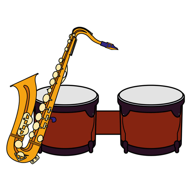 саксофон та таймбали музичні інструменти
 - Вектор, зображення