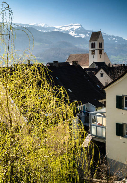 スイス連邦共和国でザルガンスの歴史的な古い町 - 写真・画像