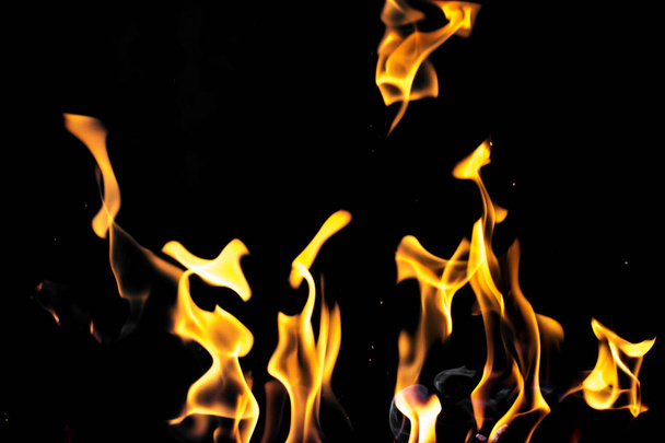 flame fire on black background - Photo, Image