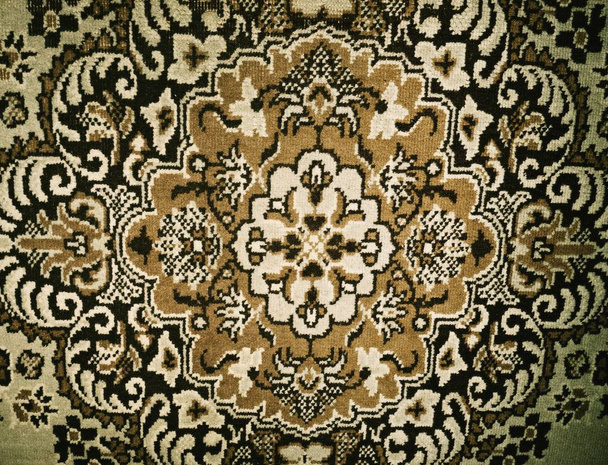 Woolen worn carpet on house floor. Striped pattern - Photo, Image