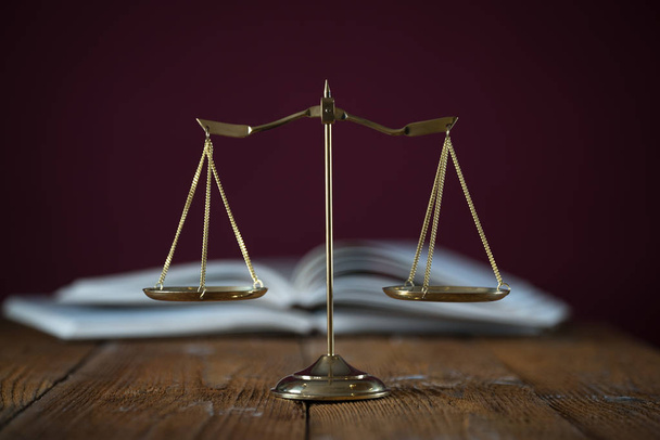 Themis scales isolated on blurred background - Photo, Image