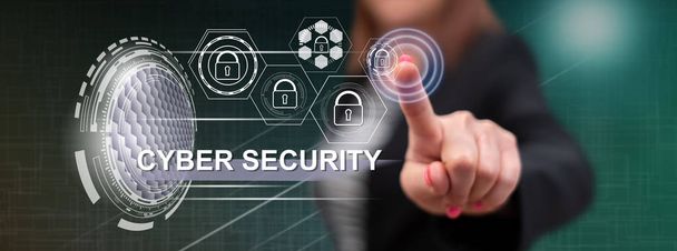 Woman touching a cyber security concept - Photo, Image