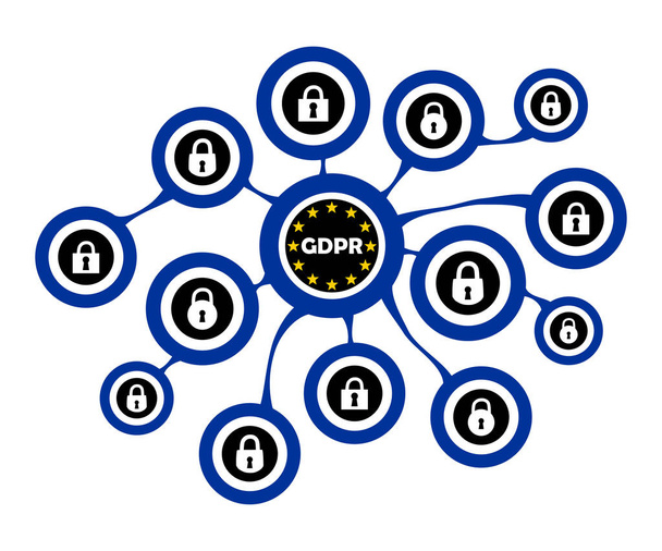 Gdpr concept, data protection, lock locked - Vector, Image